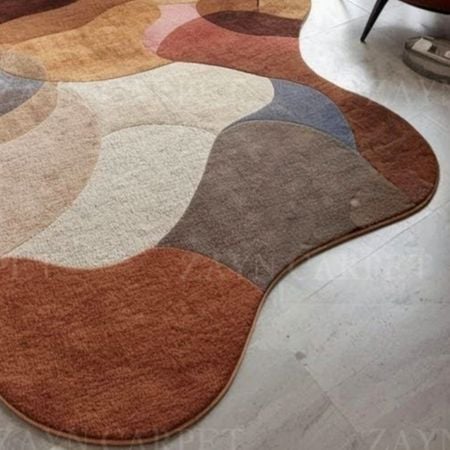 Handcrafted Abstract Organic Shape Area Rug for Living Room